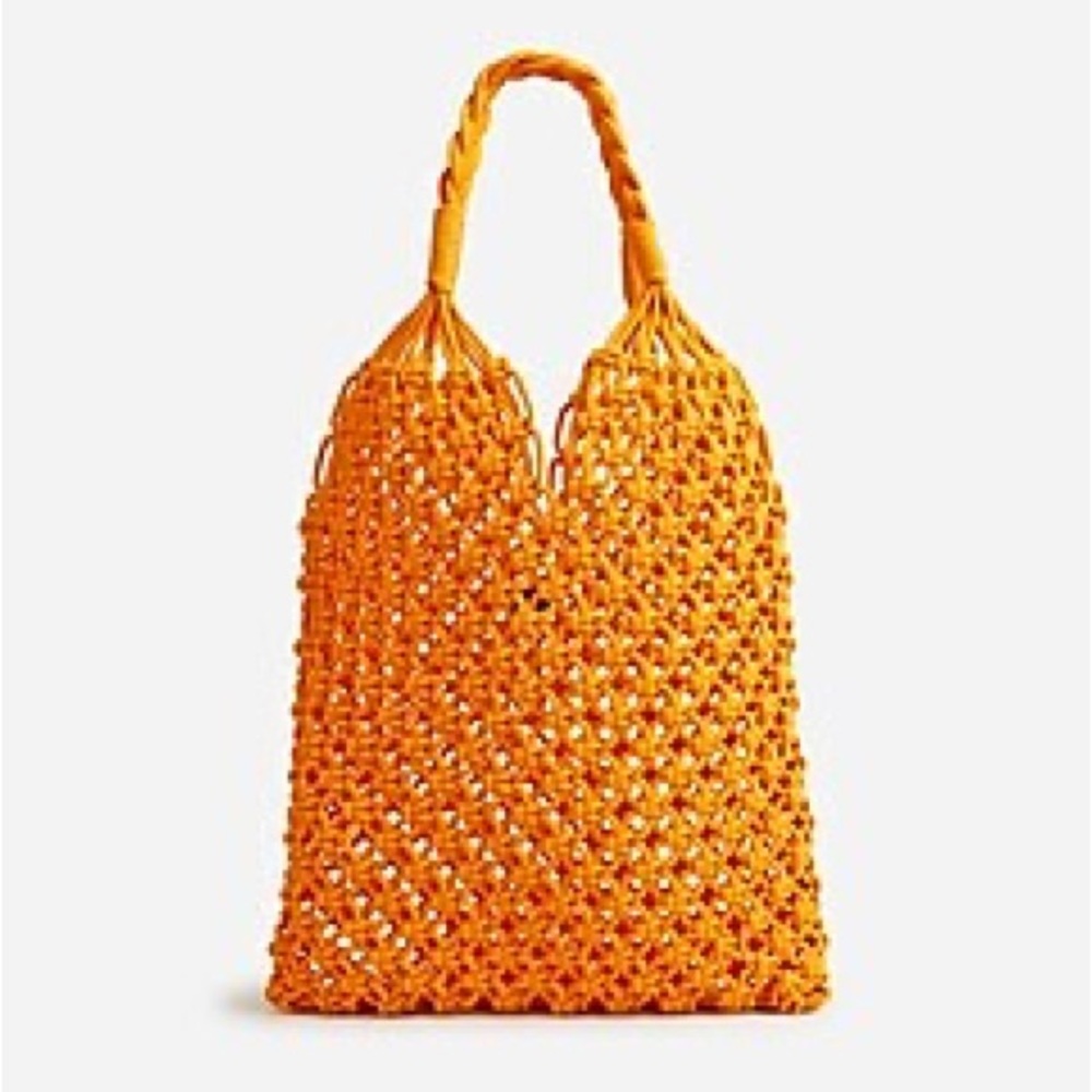 Women’s J.Crew Cadiz Bag Hand Knotted Tote Marigold New NWT